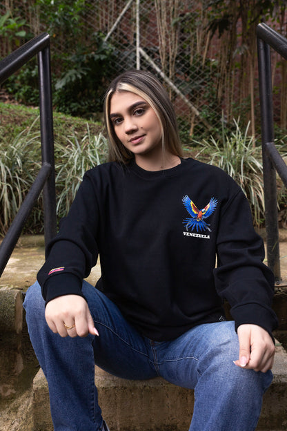 BUZO CON GUACAMAYA (punto cruz)