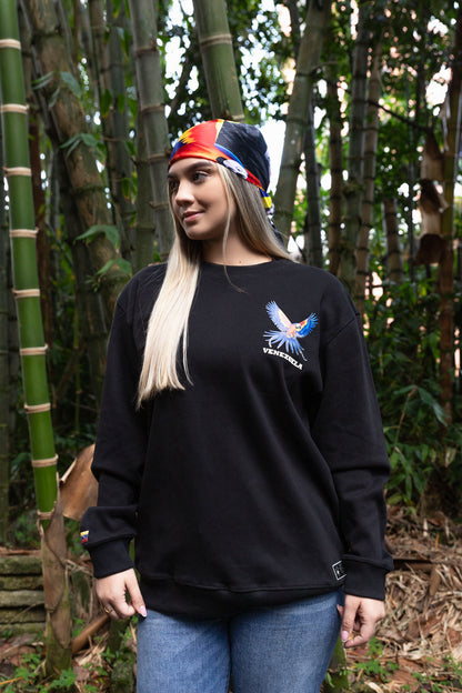 BUZO CON GUACAMAYA (punto cruz)