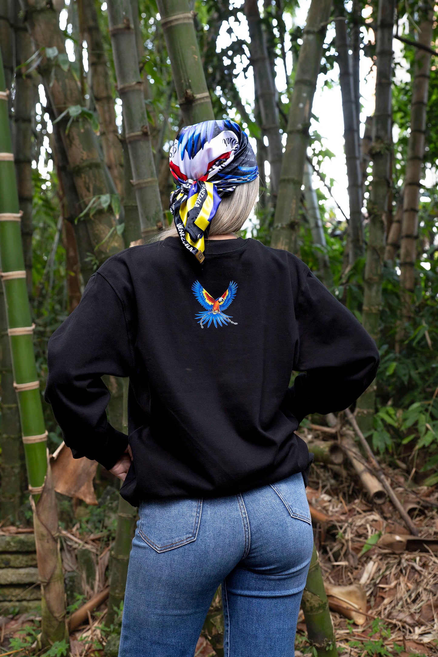 BUZO CON GUACAMAYA (punto cruz)